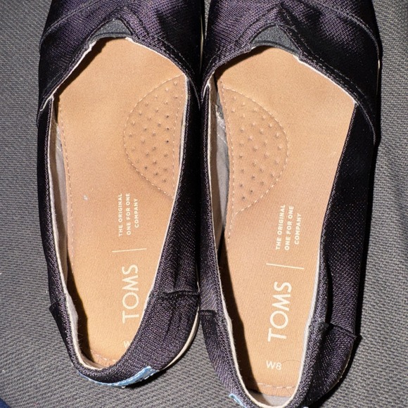 Toms Classic Black Canvas Slip On Shoes, Size 8 excellent shape - Picture 7 of 8